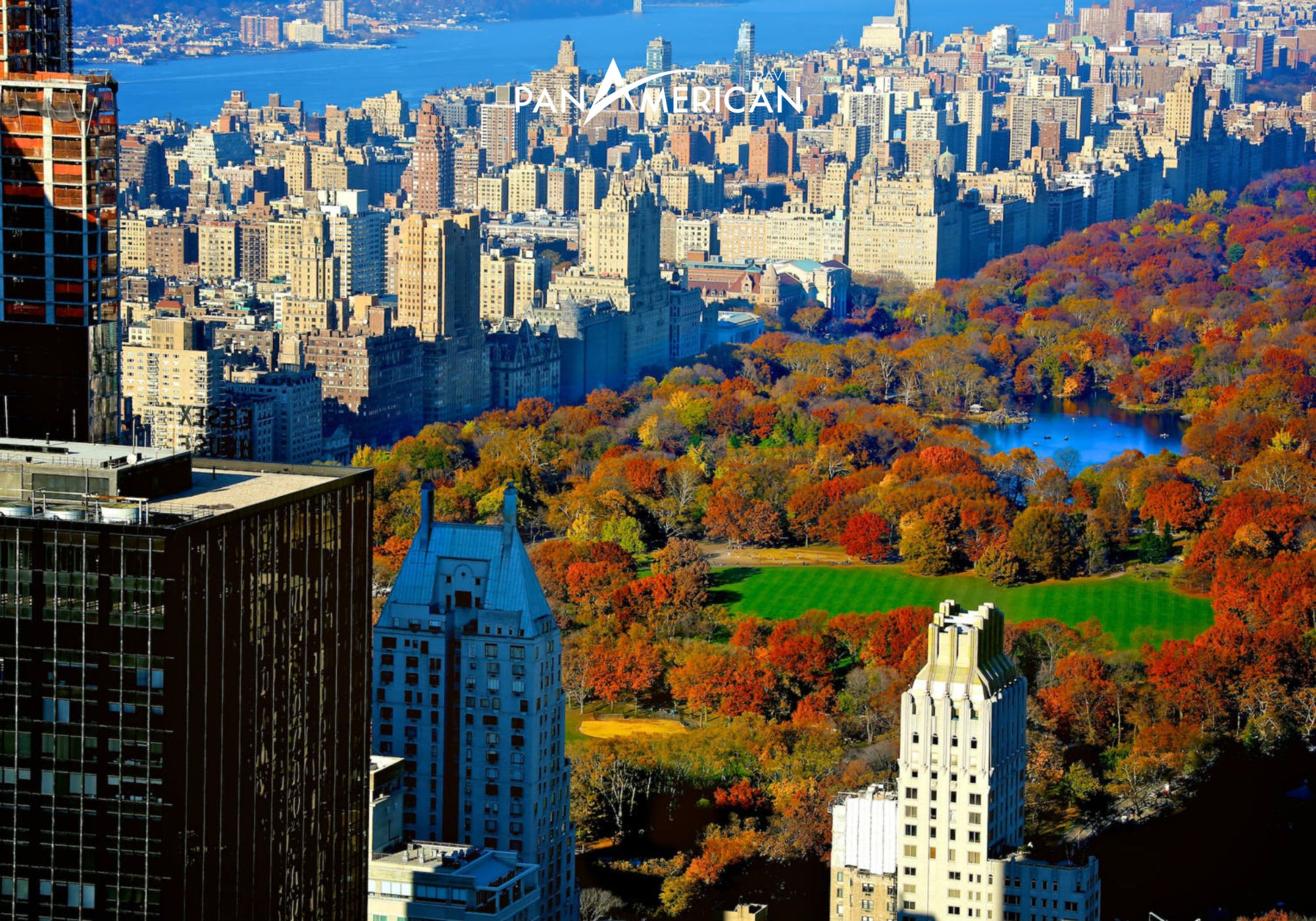 Hình ảnh công viên Central Park vào mùa thu nhìn từ trên cao