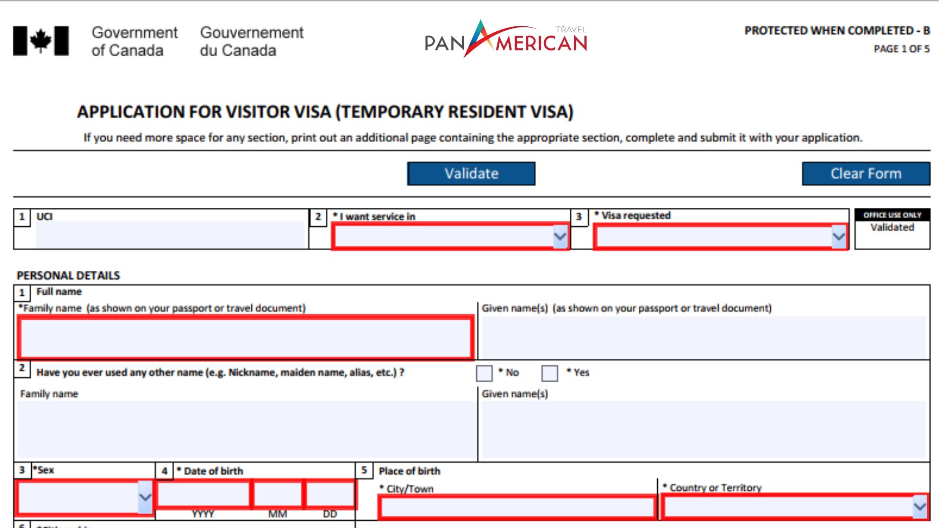 Tờ khai xin visa Canada form IMM5257