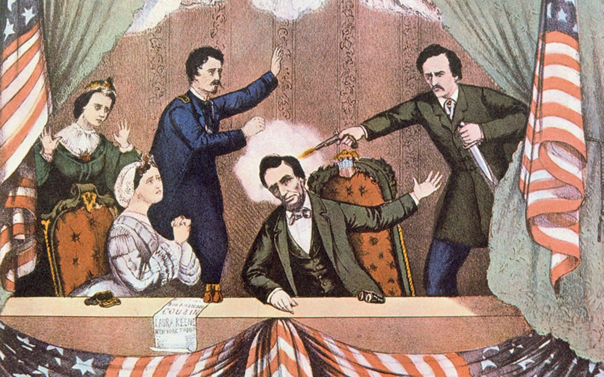 Hình ảnh mô phỏng lại vụ ám sát tổng thống Lincoln (14/04, 1865)