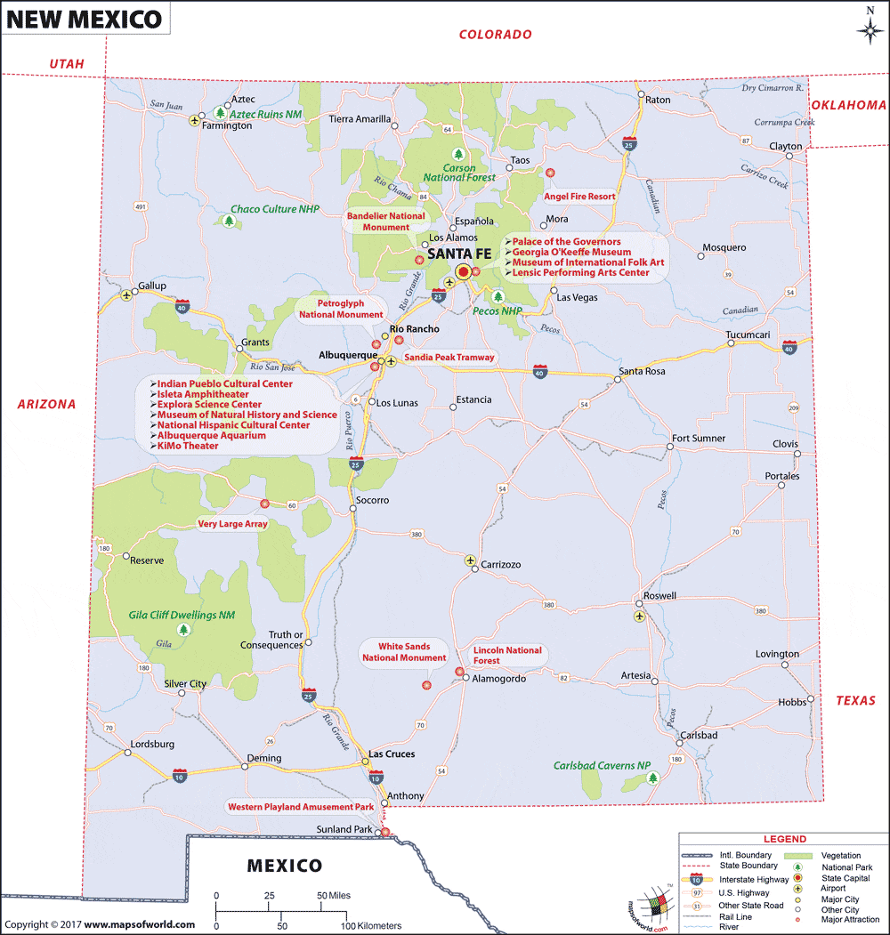 Bản đồ của bang New Mexico