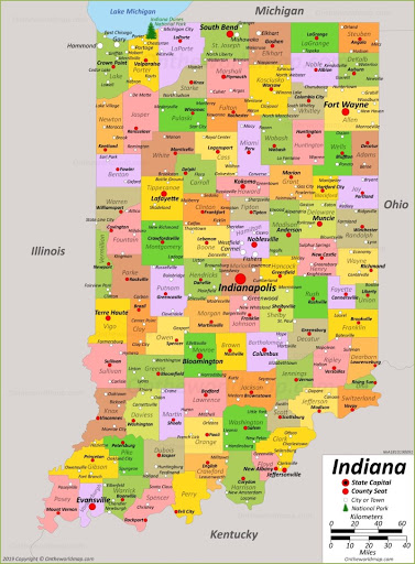 Bản đồ của tiểu bang Indiana