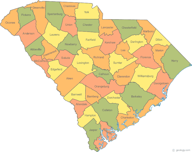 Bản đồ của tiểu bang Nam Carolina