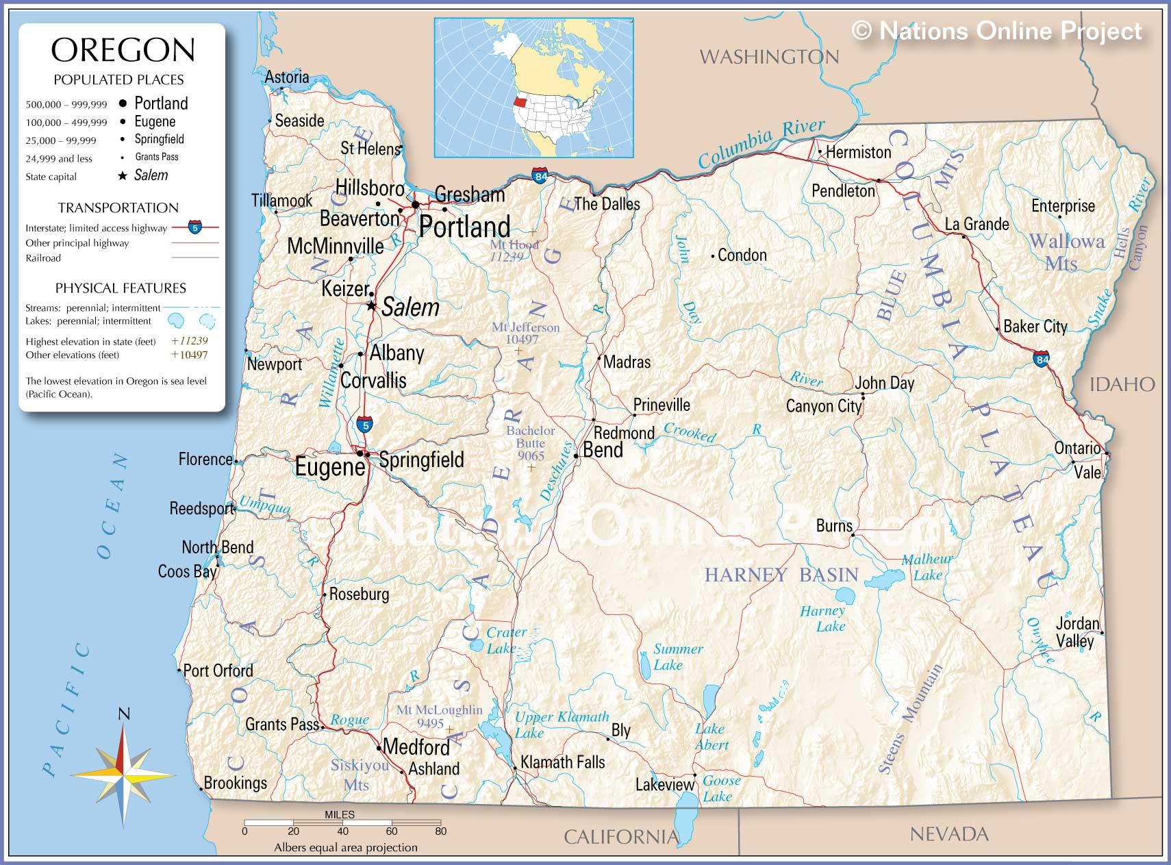 Bản đồ của bang Oregon