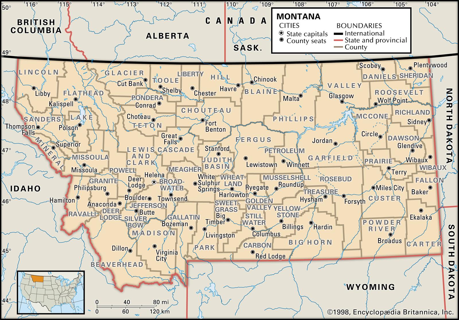 Bản đồ của bang Montana
