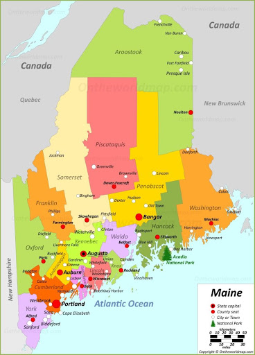 Bản đồ của tiểu bang Maine