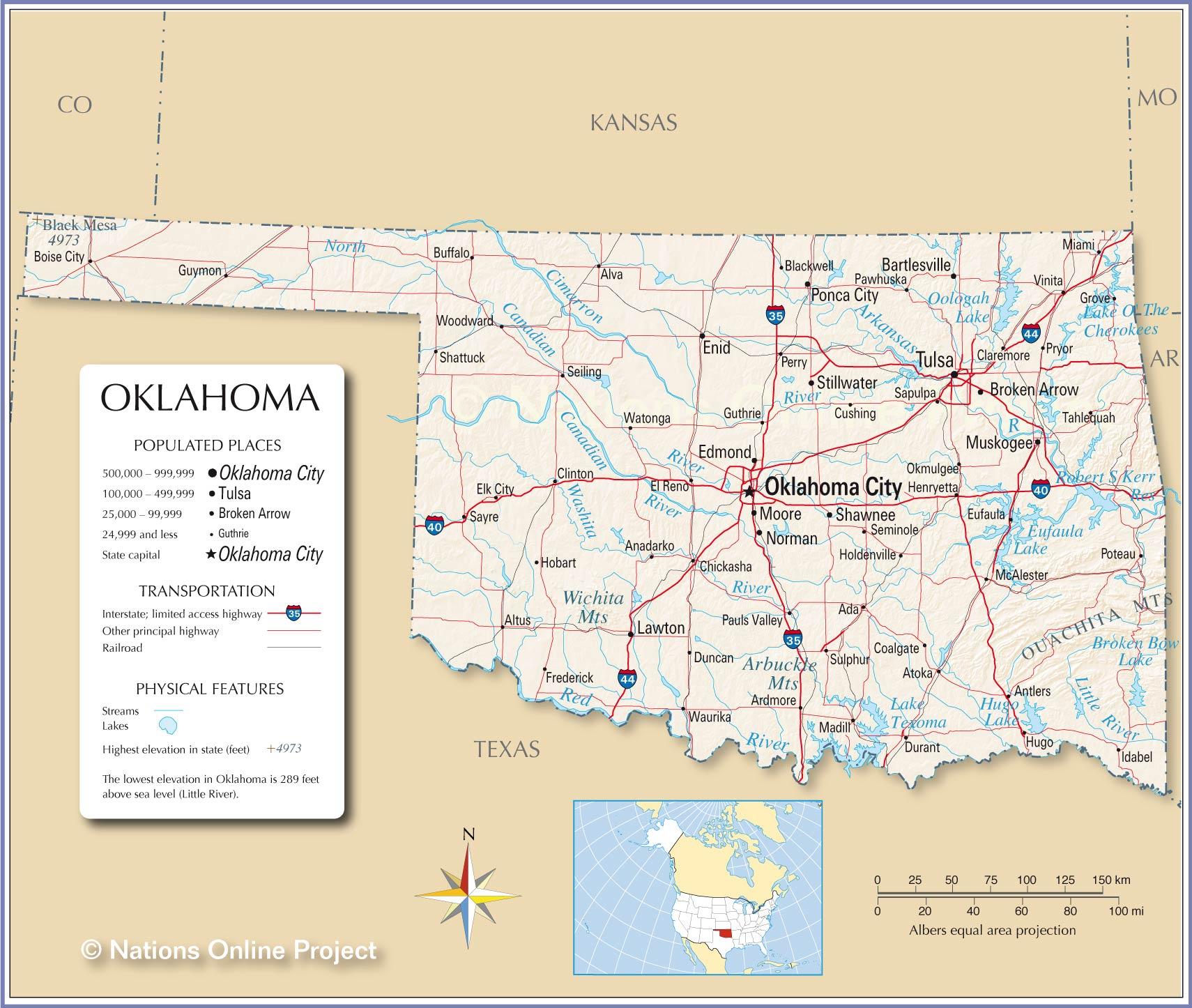 Bản đồ của tiểu bang Oklahoma