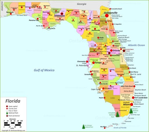 Bản đồ của tiểu bang Florida