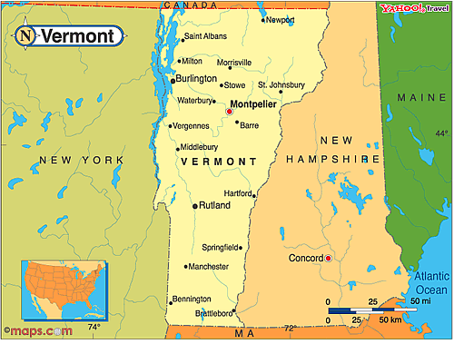 Bản đồ của tiểu bang Vermont