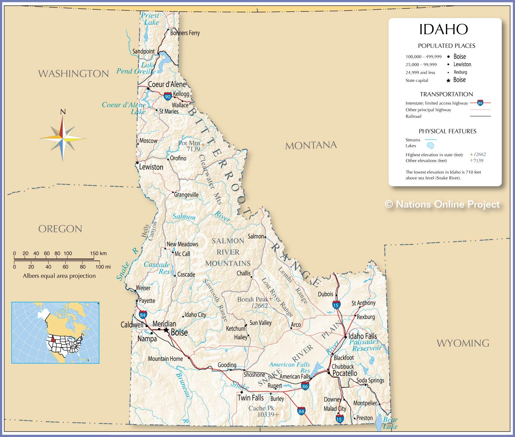 Bản đồ của bang Idaho
