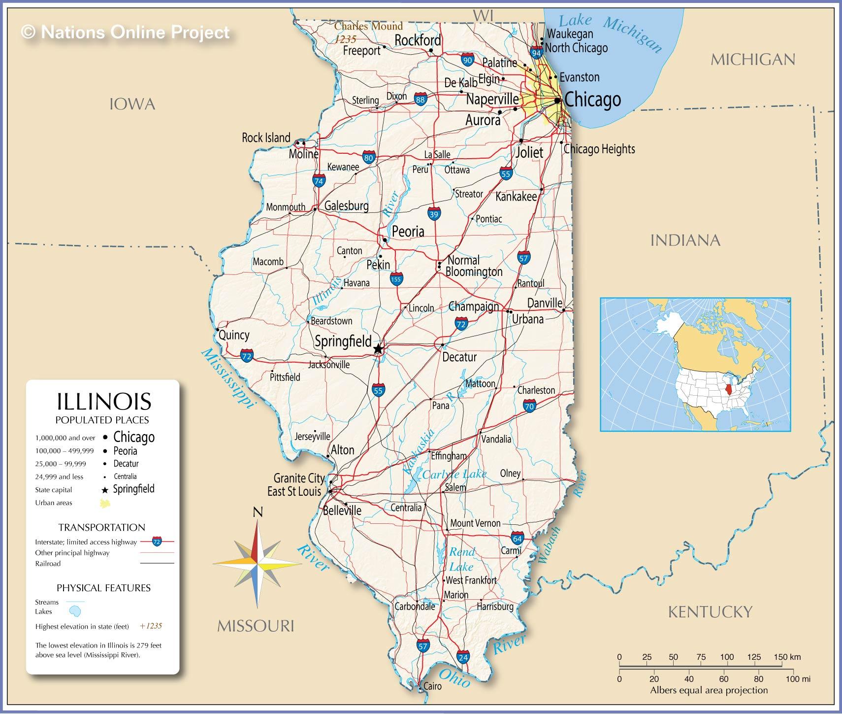 Bản đồ tiểu của bang Illinois