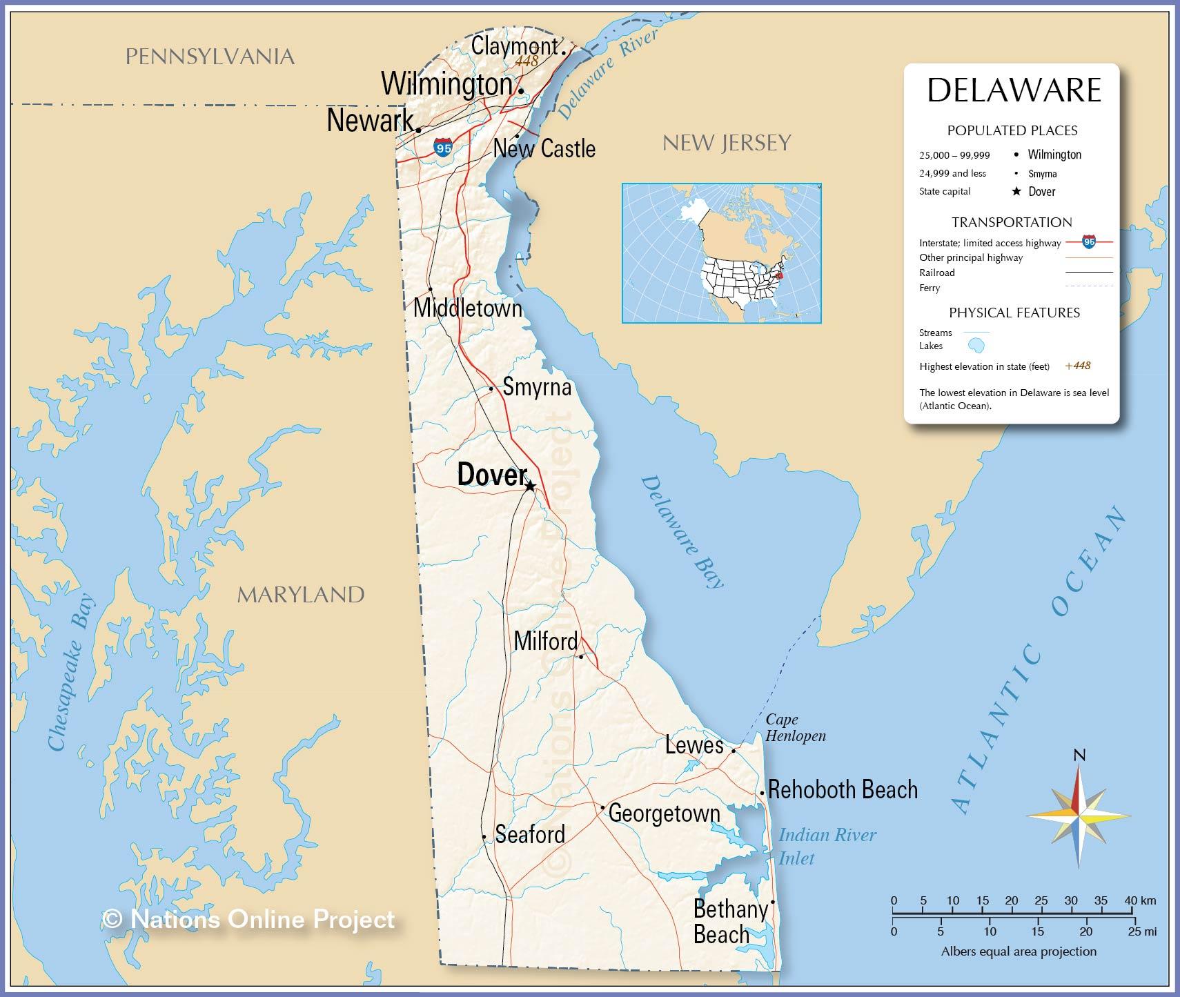 Bản đồ của bang Delaware