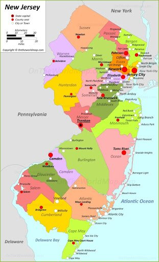 Bản đồ của bang New Jersey