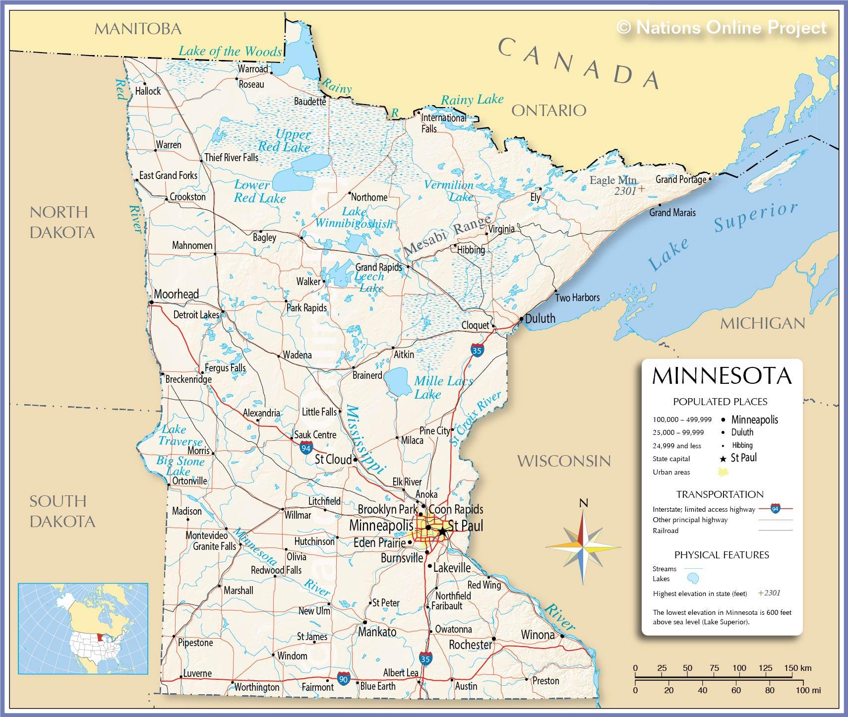 Bản đồ của bang Minnesota