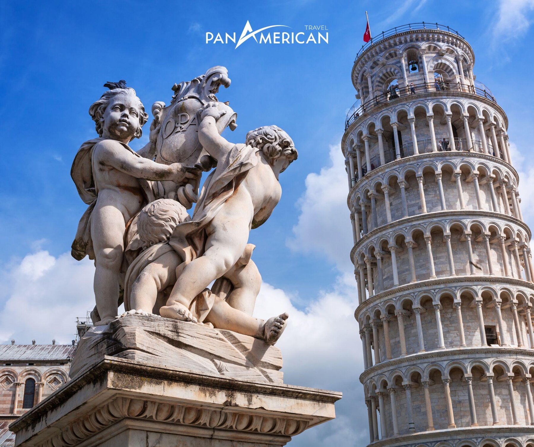 Tổng thể tháp nghiêng Pisa bị nghiêng so với các công trình trong khu vực