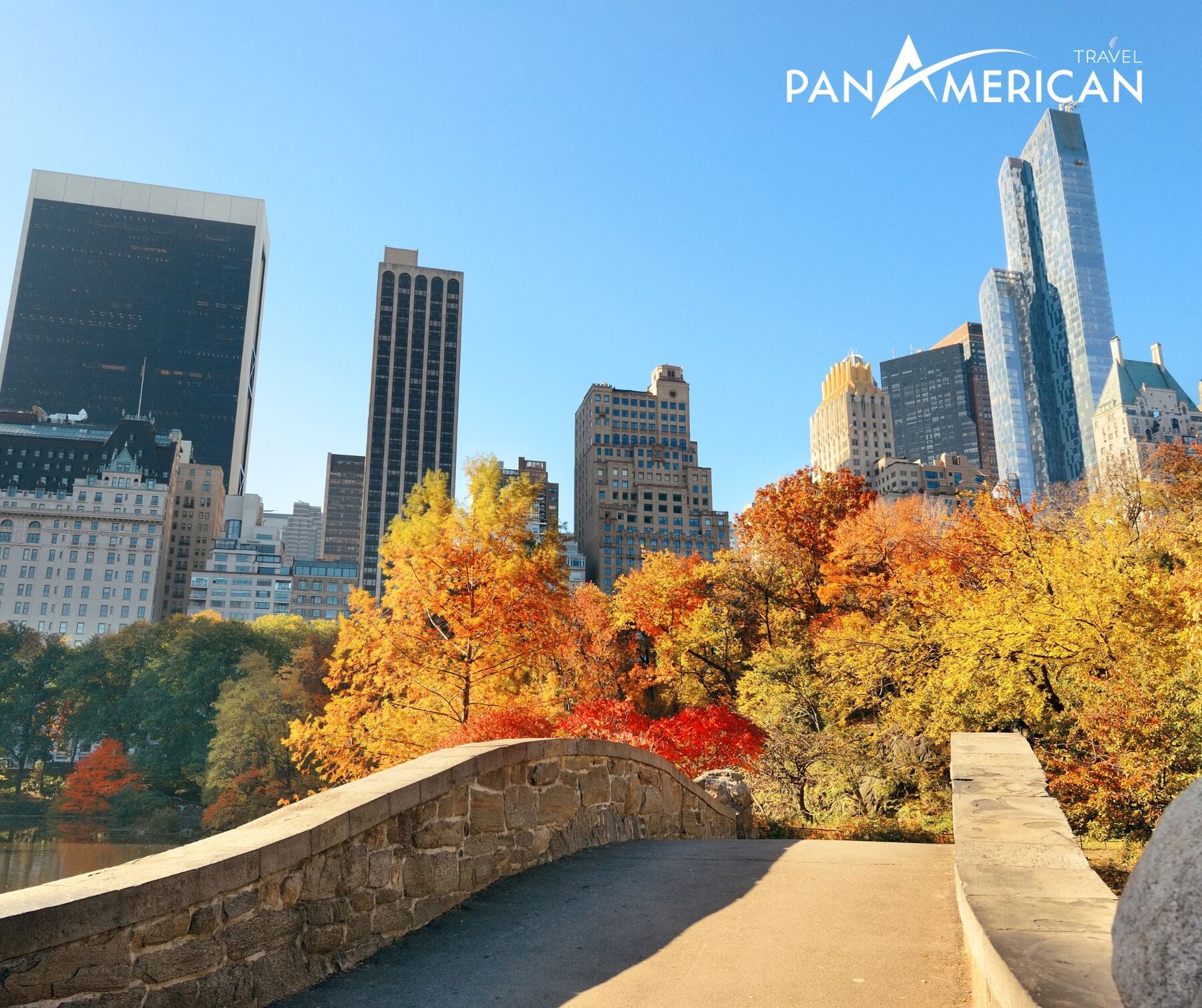 Bức tranh mùa thu đầy màu sắc ở công viên Central Park khi thu về